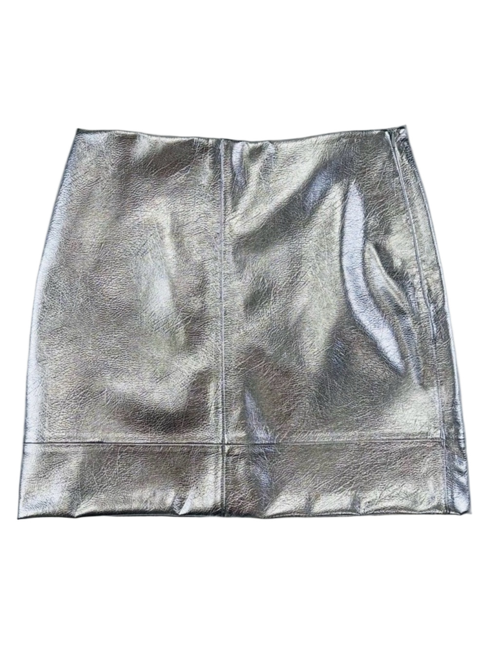 Metallic silver Vegan Leather mini skirt S Cosmic by H&M Space Silver Cosplay